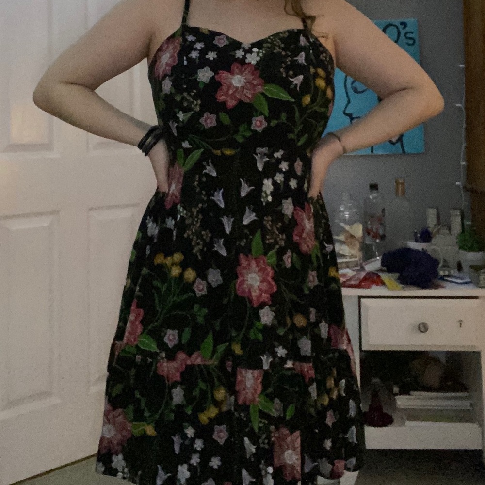 Black Dress w/floral design